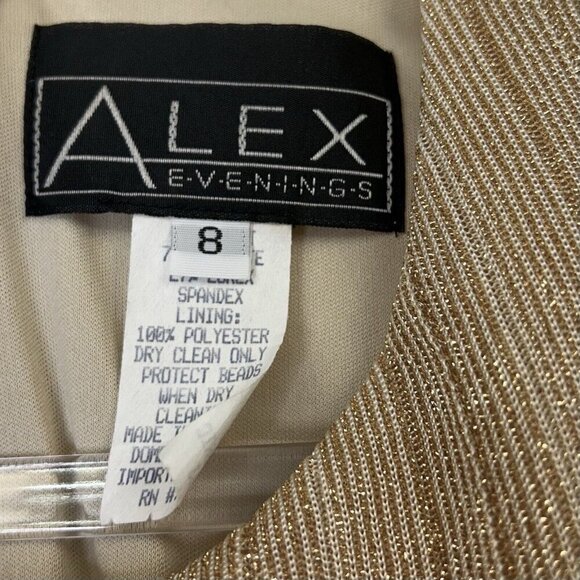 Alex Evenings Gold Metallic Gown Maxi Dress Womens Size 8 Formal Mature - Picture 4 of 12